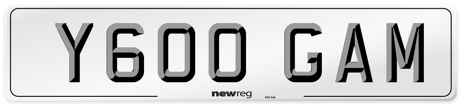 Y600 GAM Number Plate from New Reg